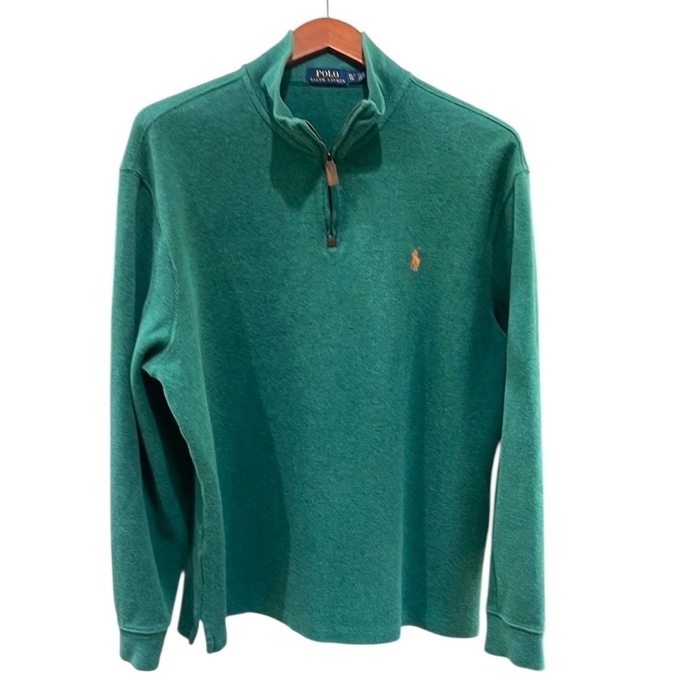 Polo Ralph Lauren 1/4 Zip Cotton Sweater SZ XL Green